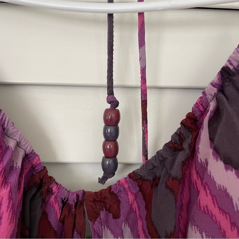 Plenty by Tracy Reese Purple Silk Halter Tie Dress Sz 10 Ikat Print - Picture 6 of 7